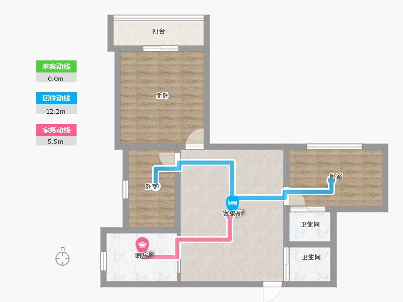 黑龙江省-鹤岗市-振兴小区-72.02-户型库-动静线