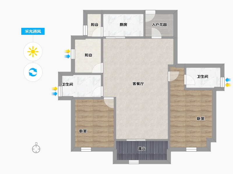 广东省-深圳市-融富花园-64.00-户型库-采光通风