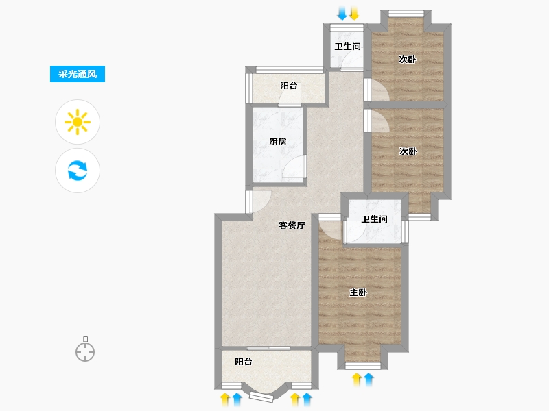 广东省-深圳市-紫薇花园-65.68-户型库-采光通风