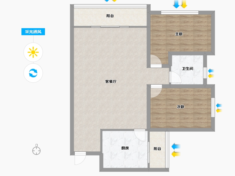 黑龙江省-鹤岗市-蓝漪花园-88.72-户型库-采光通风