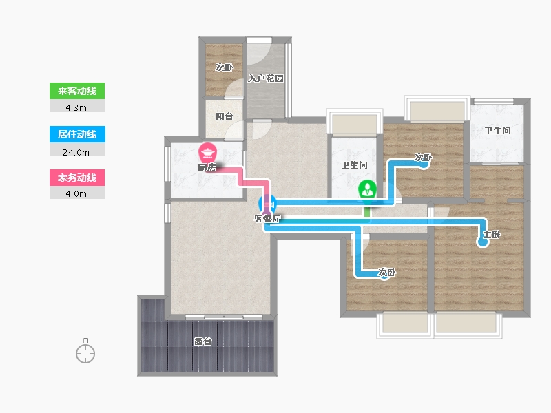 黑龙江省-鹤岗市-澳城花园(北区)-107.20-户型库-动静线