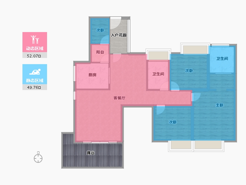 黑龙江省-鹤岗市-澳城花园(北区)-107.20-户型库-动静分区