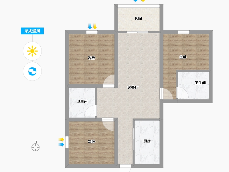 广东省-深圳市-卓越皇后道-71.96-户型库-采光通风