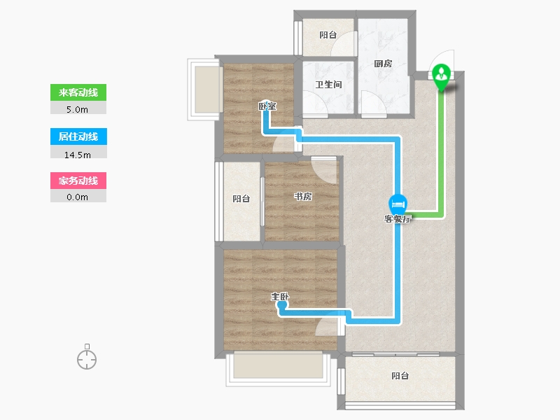 广东省-深圳市-深业泰然观澜玫瑰苑-66.72-户型库-动静线