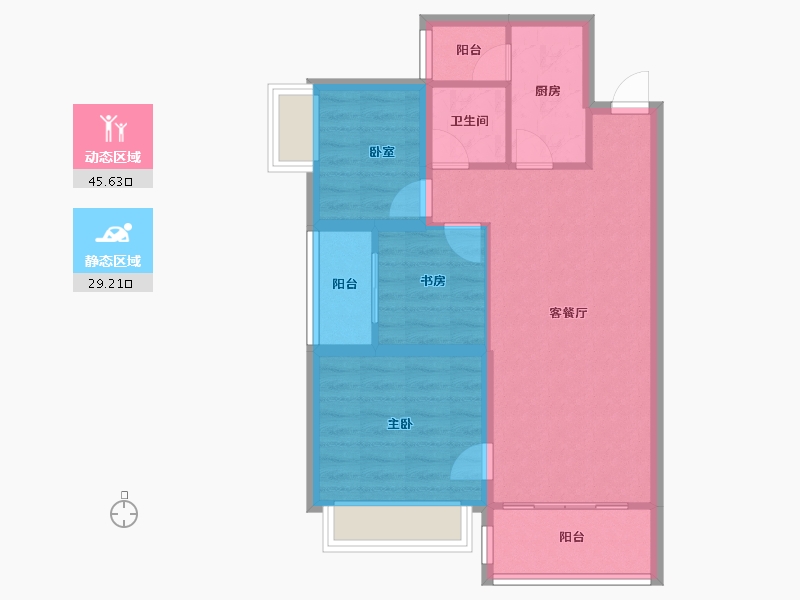 广东省-深圳市-深业泰然观澜玫瑰苑-66.72-户型库-动静分区