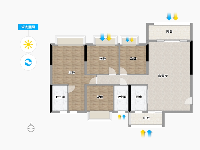 广东省-云浮市-美丽西河-114.50-户型库-采光通风