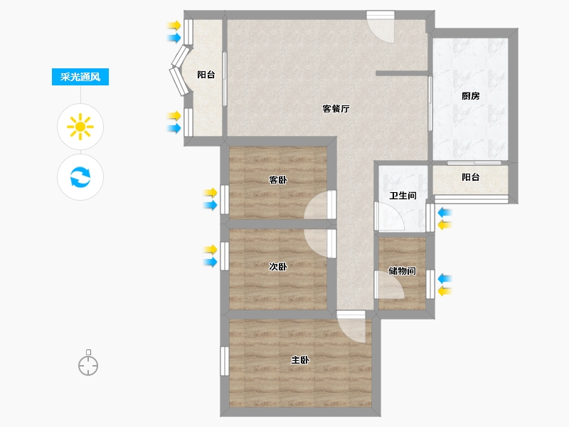 广东省-深圳市-欧意轩花园-64.19-户型库-采光通风