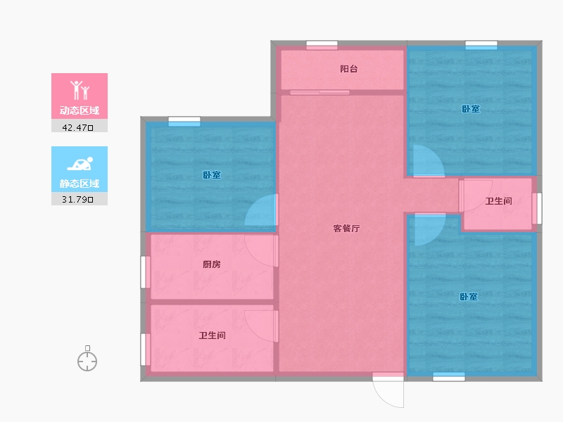 广东省-深圳市-卓弘高尔夫雅苑-67.37-户型库-动静分区