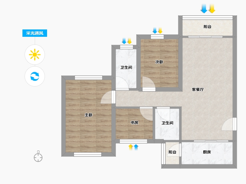 广东省-深圳市-中海锦城-60.45-户型库-采光通风