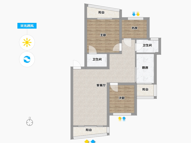 广东省-深圳市-世纪华庭-71.04-户型库-采光通风