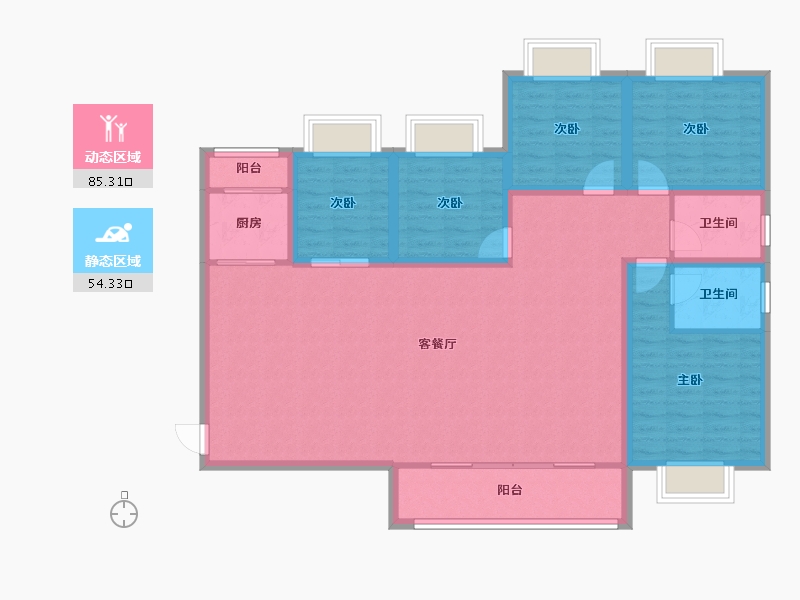 黑龙江省-鹤岗市-澳城花园(南区)-126.46-户型库-动静分区