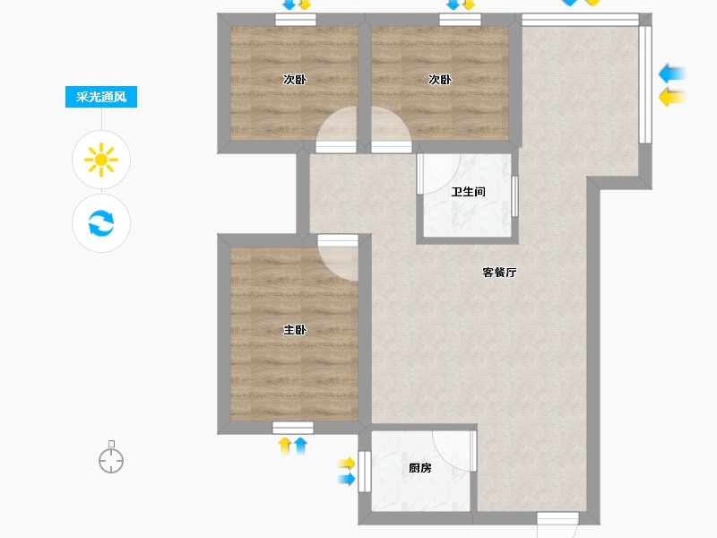 黑龙江省-鹤岗市-爱榕园-56.08-户型库-采光通风