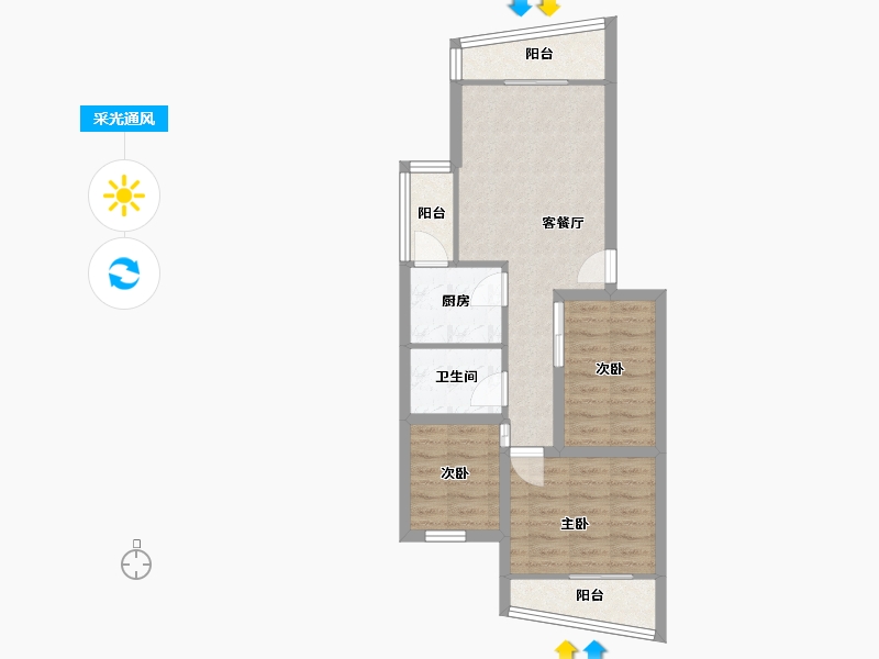 广东省-深圳市-世纪华庭-58.69-户型库-采光通风