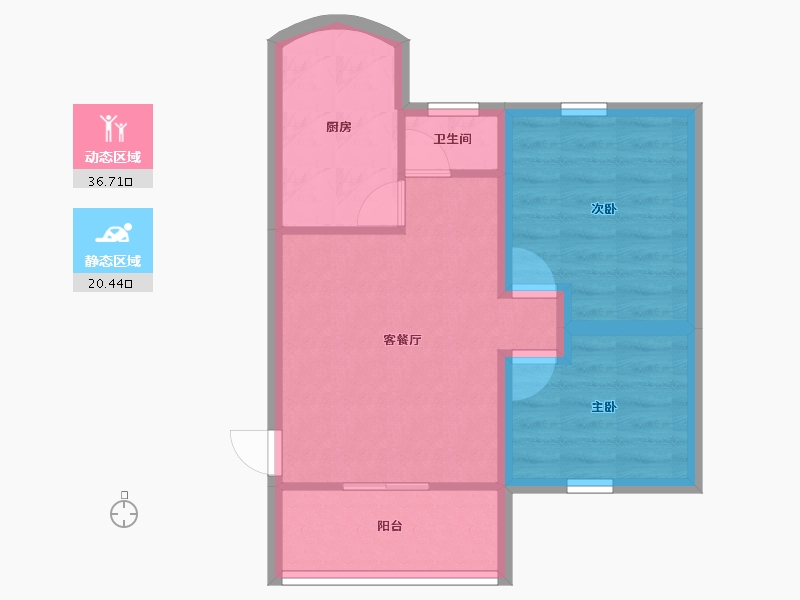 黑龙江省-鹤岗市-招北小区-50.66-户型库-动静分区