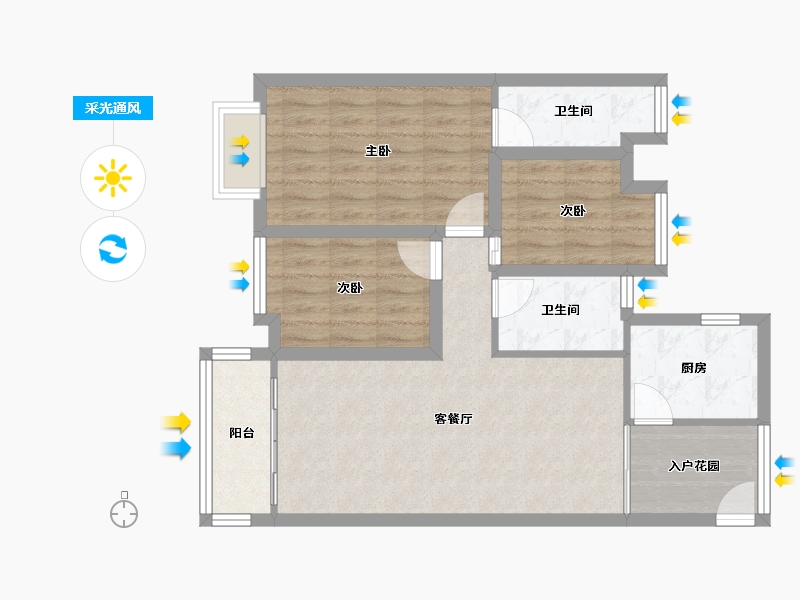 广东省-深圳市-龙华新华苑一期-74.79-户型库-采光通风