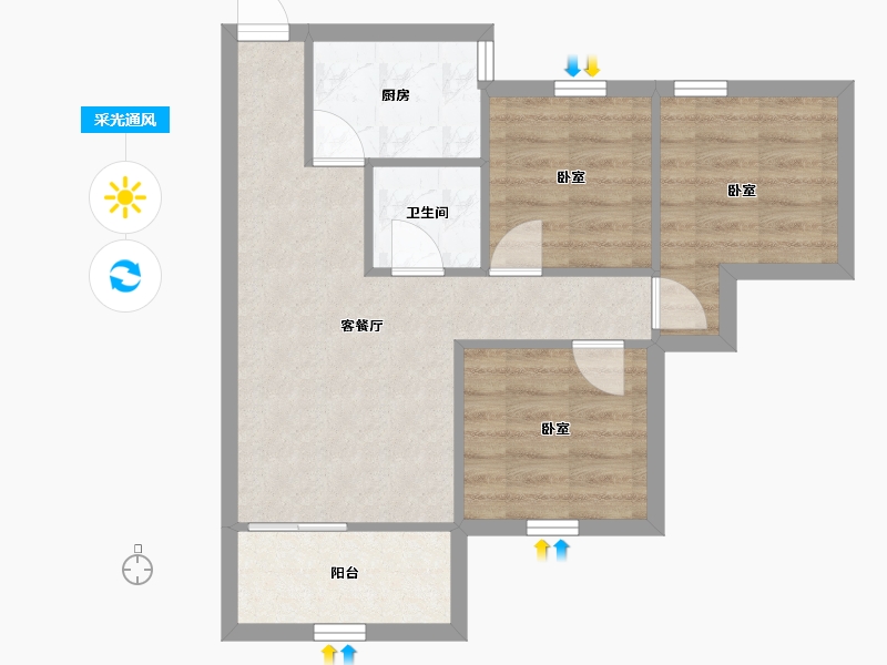 广东省-深圳市-梅花新园-55.20-户型库-采光通风