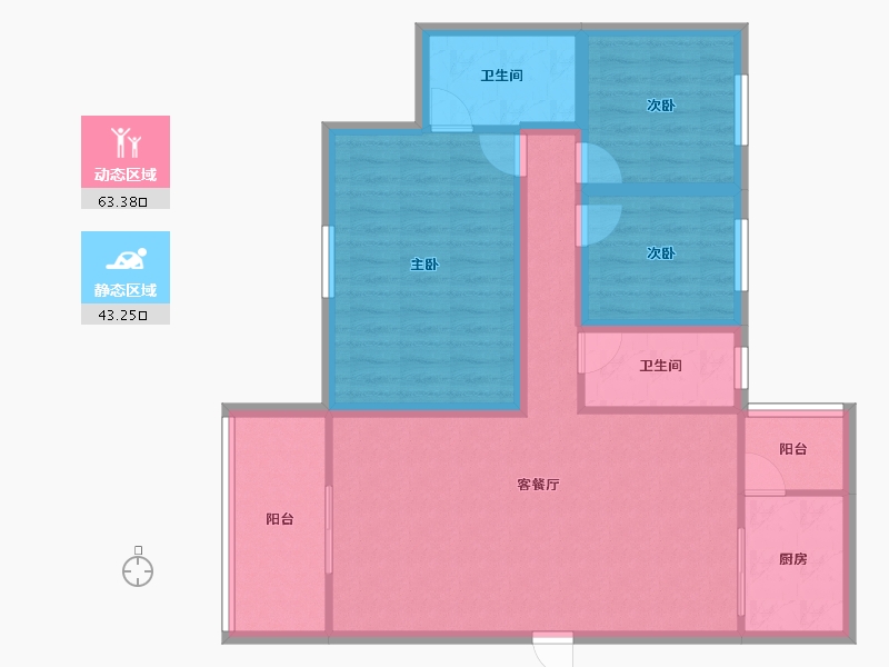 广东省-深圳市-和顺苑(和兴花园三期)-95.43-户型库-动静分区