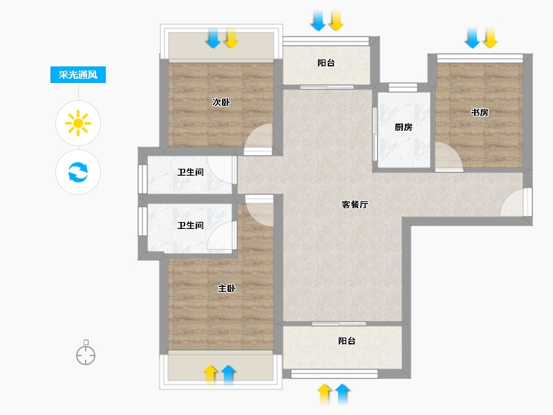 广东省-深圳市-阳基新天地-65.03-户型库-采光通风