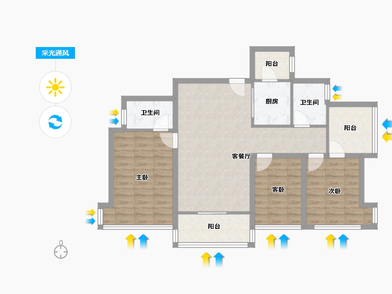 广东省-深圳市-远洋新天地花园（一期）-86.88-户型库-采光通风