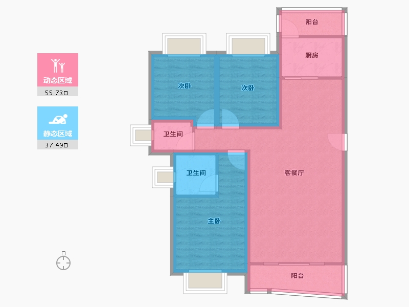 广东省-深圳市-丰泽湖山庄-82.86-户型库-动静分区