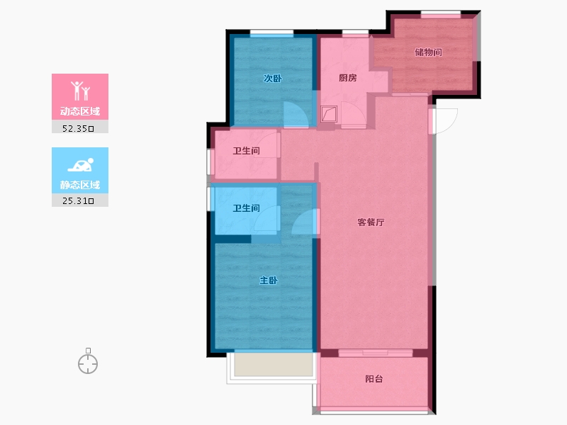 河南省-郑州市-电建泷悦华筑-74.90-户型库-动静分区