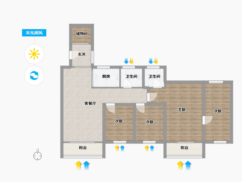 广东省-深圳市-左庭右院(南区)-99.27-户型库-采光通风