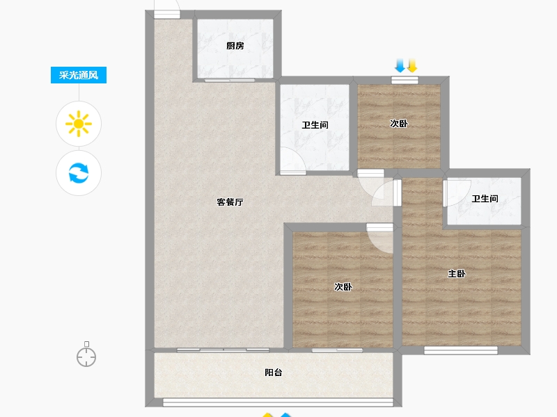 广东省-深圳市-城投七里香榭-90.79-户型库-采光通风