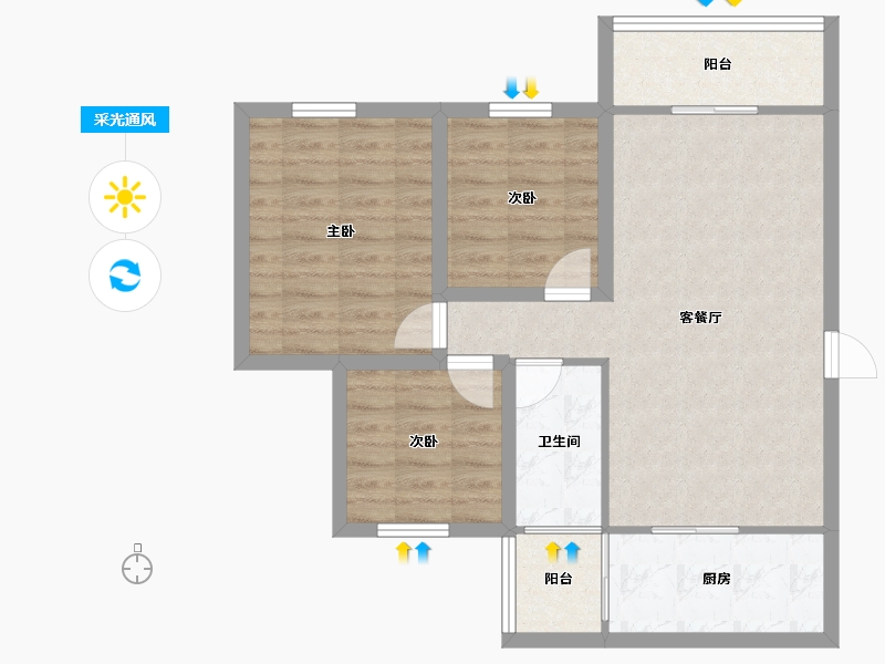 广东省-深圳市-世纪春城二期-75.60-户型库-采光通风