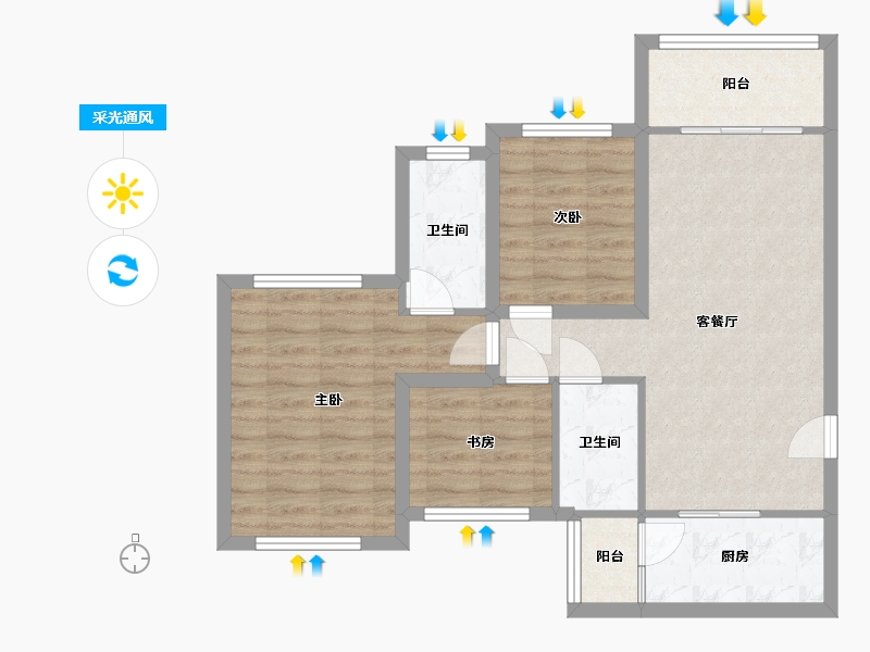 广东省-深圳市-中海锦城-74.16-户型库-采光通风