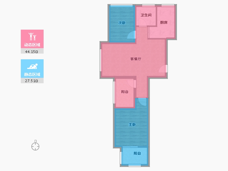 黑龙江省-鹤岗市-深物业前海港湾花园-63.09-户型库-动静分区