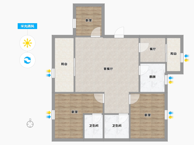 广东省-深圳市-汇龙苑-81.29-户型库-采光通风