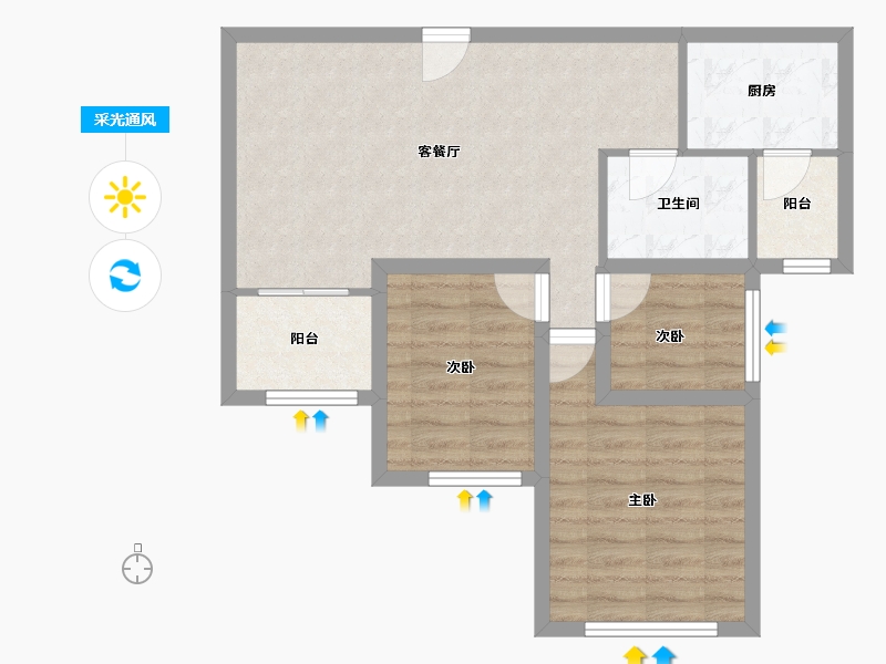 黑龙江省-鹤岗市-深物业前海港湾花园-66.14-户型库-采光通风