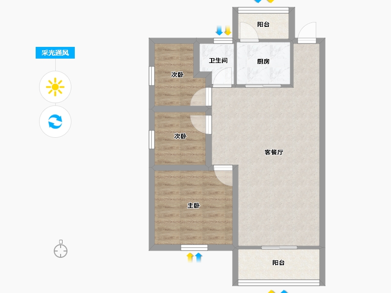 广东省-深圳市-美丽AAA花园-64.33-户型库-采光通风