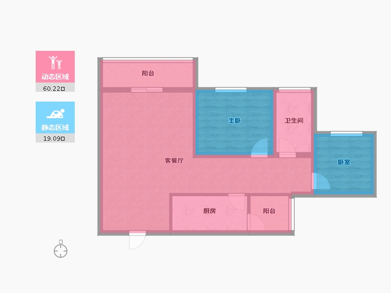 黑龙江省-鹤岗市-半山海景兰溪谷(二期)-70.31-户型库-动静分区