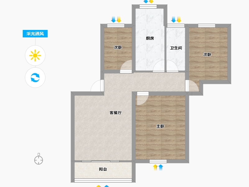 广东省-深圳市-滢水山庄一区-69.38-户型库-采光通风