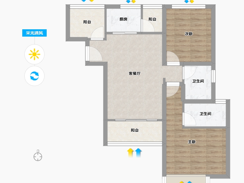 黑龙江省-鹤岗市-深物业前海港湾花园-63.28-户型库-采光通风