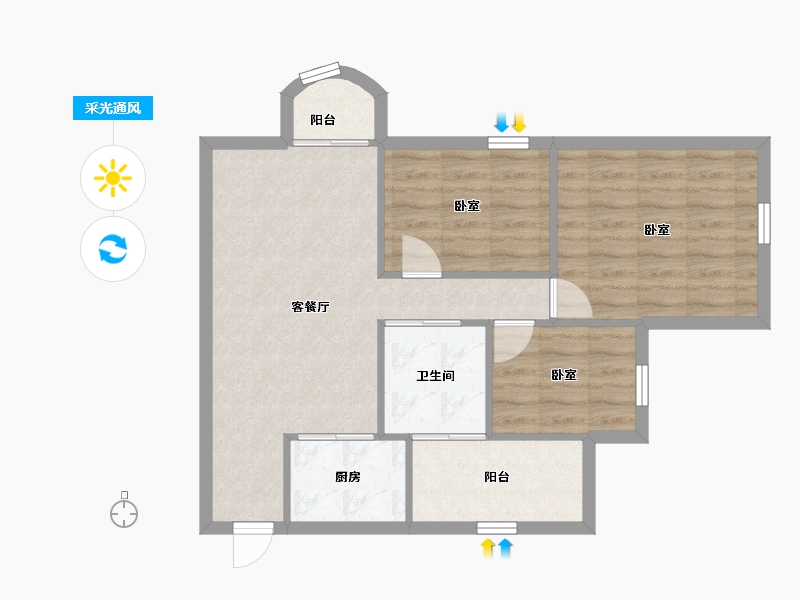 广东省-深圳市-南景豪庭-67.34-户型库-采光通风