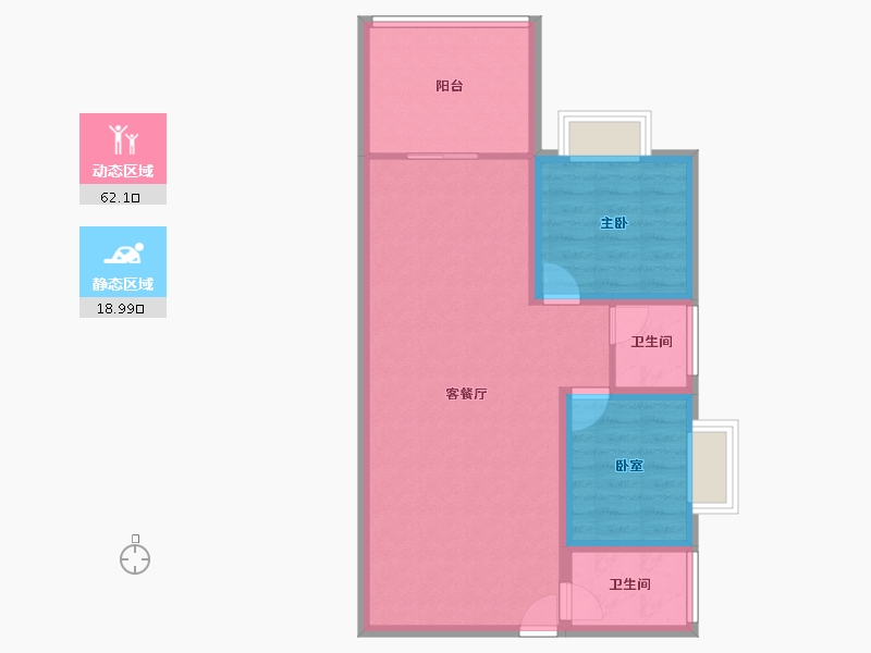 黑龙江省-鹤岗市-半山海景兰溪谷(二期)-72.92-户型库-动静分区