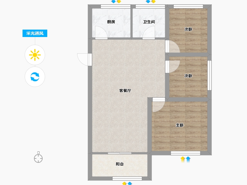 黑龙江省-鹤岗市-爱榕园-67.65-户型库-采光通风