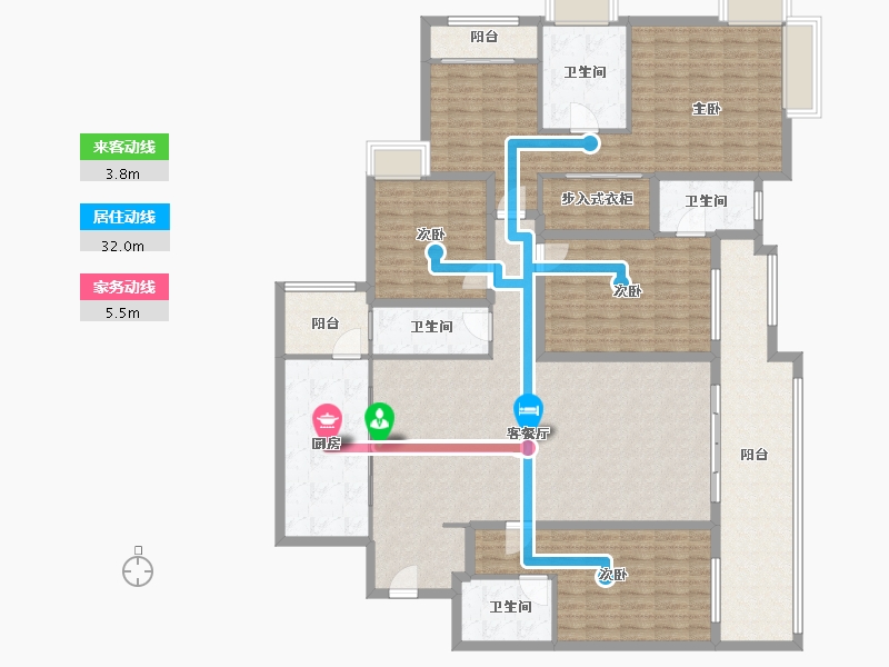 广东省-深圳市-深业泰然观澜玫瑰苑-185.72-户型库-动静线