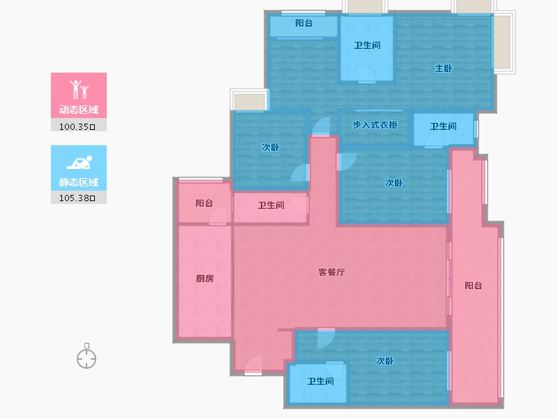 广东省-深圳市-深业泰然观澜玫瑰苑-185.72-户型库-动静分区