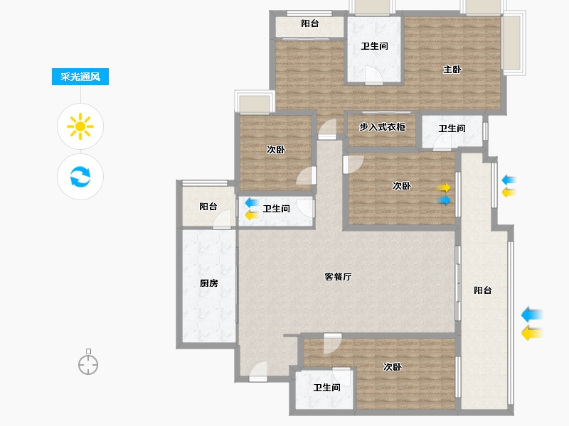 广东省-深圳市-深业泰然观澜玫瑰苑-185.72-户型库-采光通风