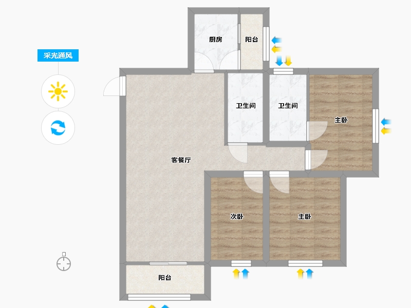 广东省-深圳市-西头东苑-75.53-户型库-采光通风