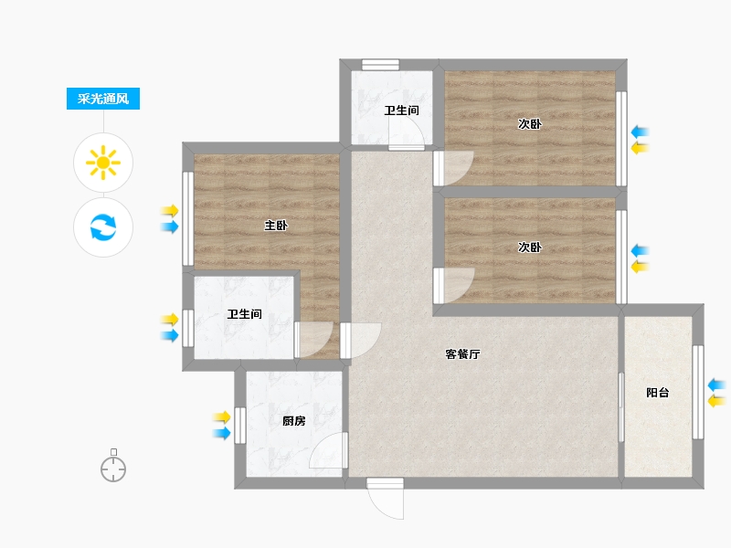 广东省-深圳市-滢水山庄一区-72.95-户型库-采光通风