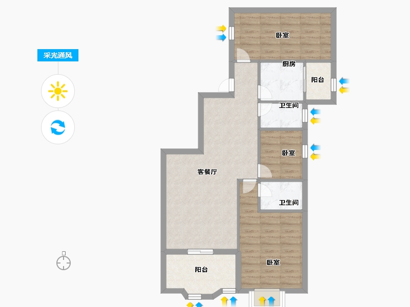 广东省-深圳市-翠隆花园-71.99-户型库-采光通风