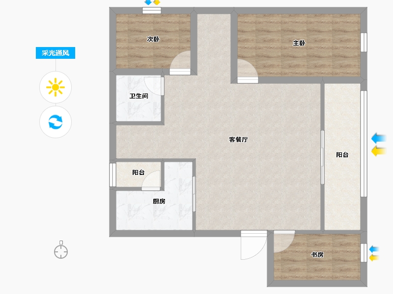 黑龙江省-鹤岗市-振兴小区-77.20-户型库-采光通风