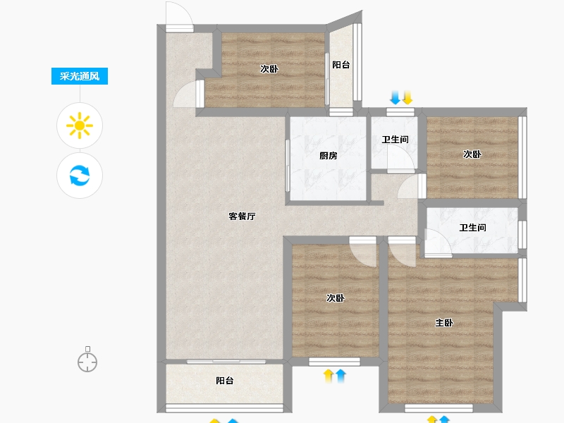 广东省-深圳市-中海锦城-83.48-户型库-采光通风