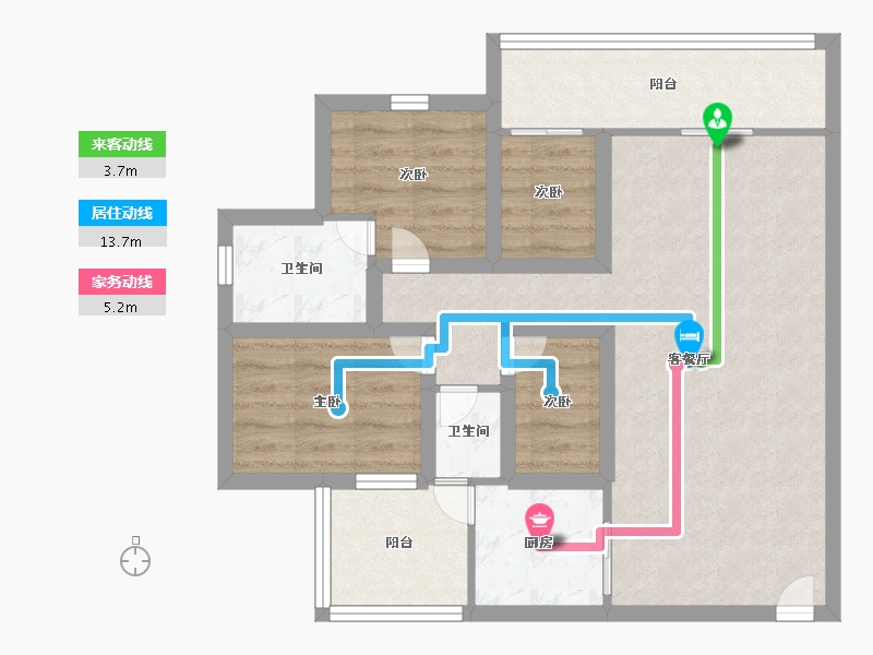 黑龙江省-鹤岗市-澳城花园(北区)-72.00-户型库-动静线