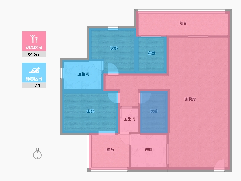 黑龙江省-鹤岗市-澳城花园(北区)-72.00-户型库-动静分区