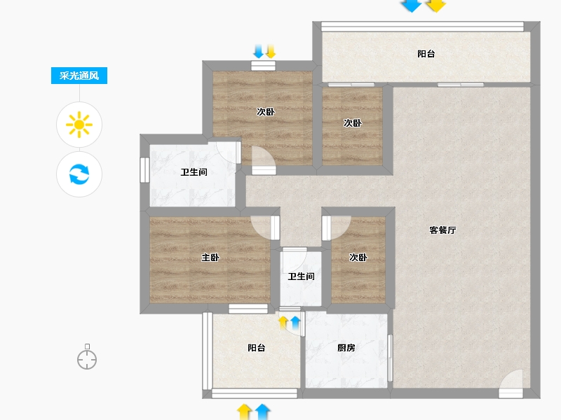 黑龙江省-鹤岗市-澳城花园(北区)-72.00-户型库-采光通风